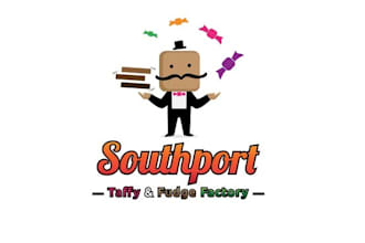 create an amazing taffy fudge factory logo design