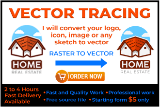 vector tracing, redraw your logo or image to vector in 24hrs
