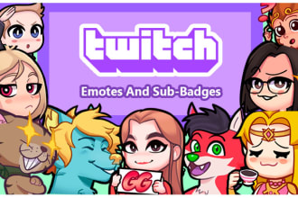 create cute custom twitch emotes or sub badges