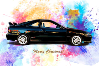 draw house, car, subject