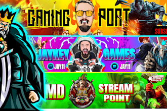 design gaming banner,thumbnail,cartoon,anime,discord banner