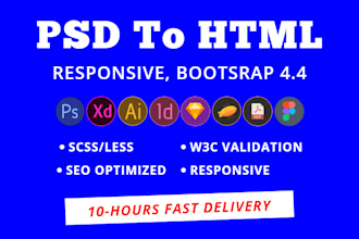 convert psd to html css  responsive bootstrap
