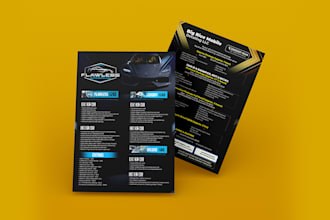 car detailing flyer, auto wash leaflet and price list menu design