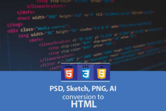 convert from figma or adobe xd  to responsive html5, css3, js