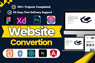 convert figma to HTML, xd to html, sketch to html, psd to html css tailwindcss