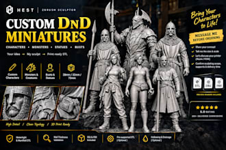 sculpt custom dnd miniatures and stl files for 3d printing in zbrush