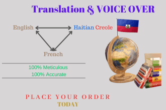 translate to haitian creole, english and french