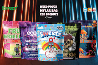 design cannabis mylar pouch, weed pouch, cbd product labels