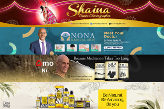 design youtube banner, fb cover, twitter and linkedin header
