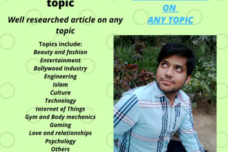research and write articles on any topic of your choice