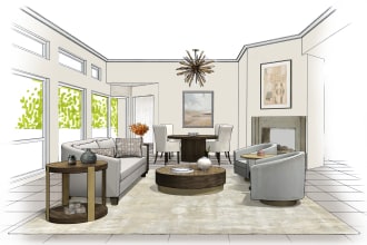 make living room interior sketch, illustration