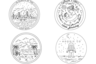 create a sticker, monoline badge, or logo design