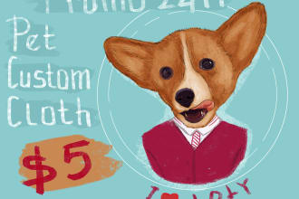 draw portrait of your pet in any clothes