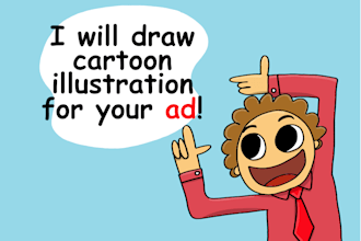 draw cartoon illustration for your ad and web and etc