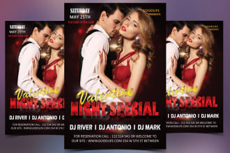 design party, event, valentines day  flyer, and poster