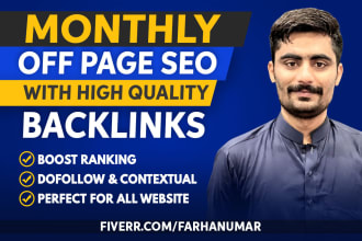 provide monthly off page SEO service with white hat backlinks