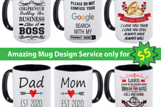 do trendy mug design for etsy, shopify and others store