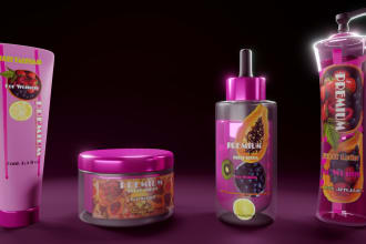 do 3d product visualization, design, box, tube, bottle, cup