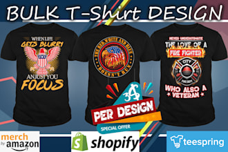do unique bulk t shirt design unlimited revision for you