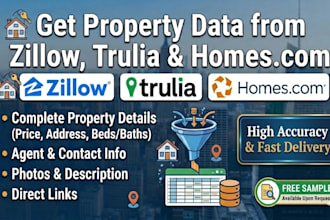 scrape property listings data from zillow, trulia, and homes