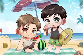 draw cute chibi illustration for you