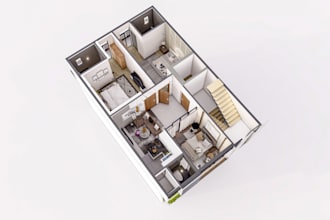 create 3d floor plan top view isometric view
