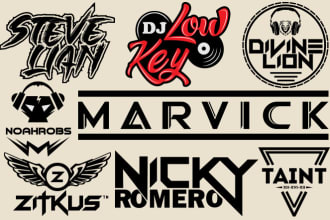 do stunning dj, music band or typography logo