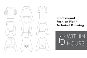 make a fashion technical flat drawing within 6 hours