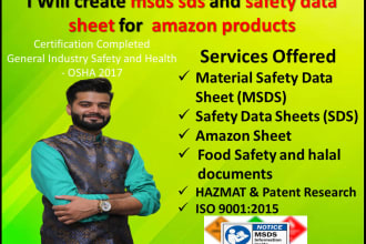 prepare safety data sheet or sds for amazon sellers