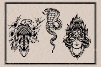 draw weird custom traditional tattoos