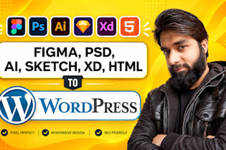 convert figma, psd, xd, html to wordpress using elementor