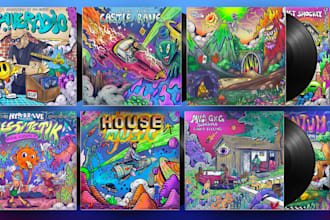 design music illustration for album cover art, mixtape ep