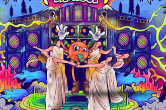 create psychedelic rap album cover art single mixtape