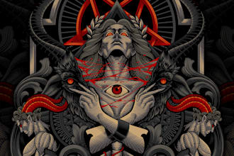 draw detailed dark art illustration with engraving style