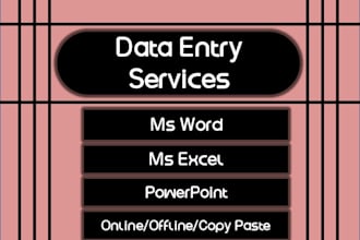 do data entry,copy paste, and web research in ms word, excel