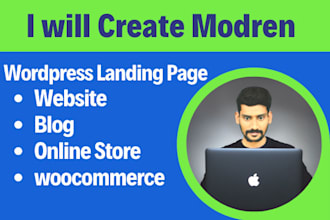 create modern wordpress landing page website