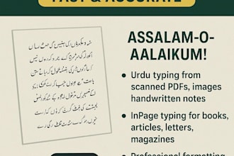 do inpage urdu typing for books, ads, and assignments