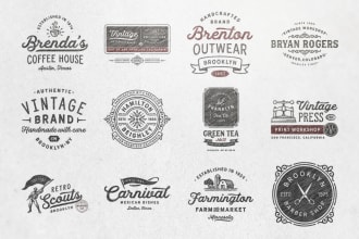 create 4 custom vintage retro stamp and logo