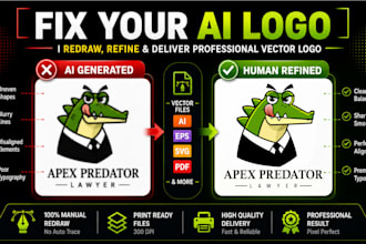 redesign your logo and manually vectorize your ai generated design