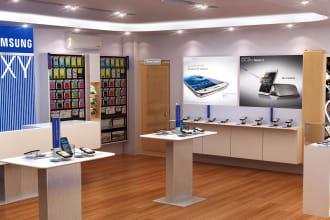 do 3d interior design for retail brand shops and stores
