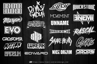 make unique typography logo for dj,band,apparel or nick name