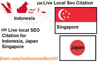 create top 100 live local business citations for indonesia, japan, or singapore