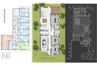 draw and render  floor plan,site plan,elevation, section