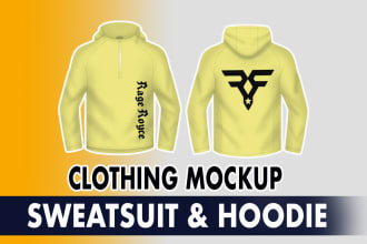do fashion flat sketch and clothing mockup