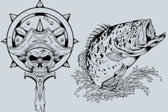redraw image to vector illustration, line art, outline in 24 hrs