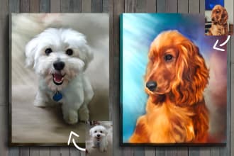 turn your dog, cat or any pet portrait into digital  painting