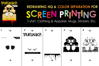 do color separation vector artwork redraw screen printing in 3 hours