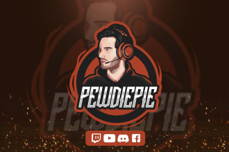 draw your photo into mascot logo, esports, twitch, discord, youtube 24 hours