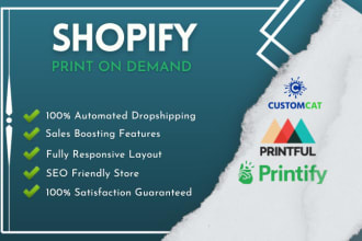 develop automated dropshipping print on demand shopify website and store
