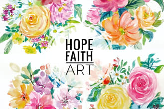 design a loose  watercolor floral bouquet